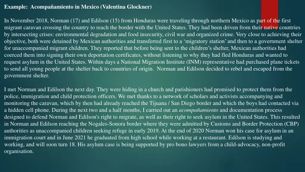 example acompa amiento in mexico valentina