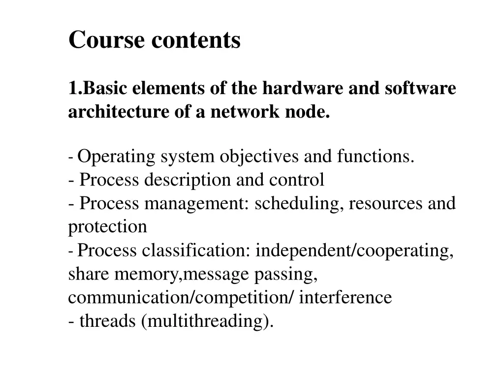 course contents