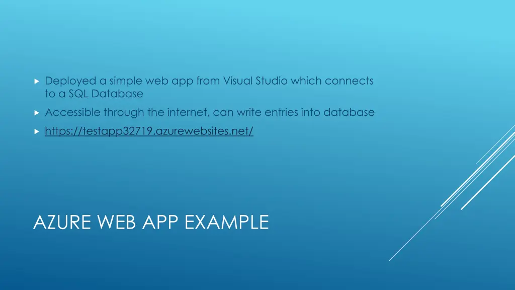 deployed a simple web app from visual studio