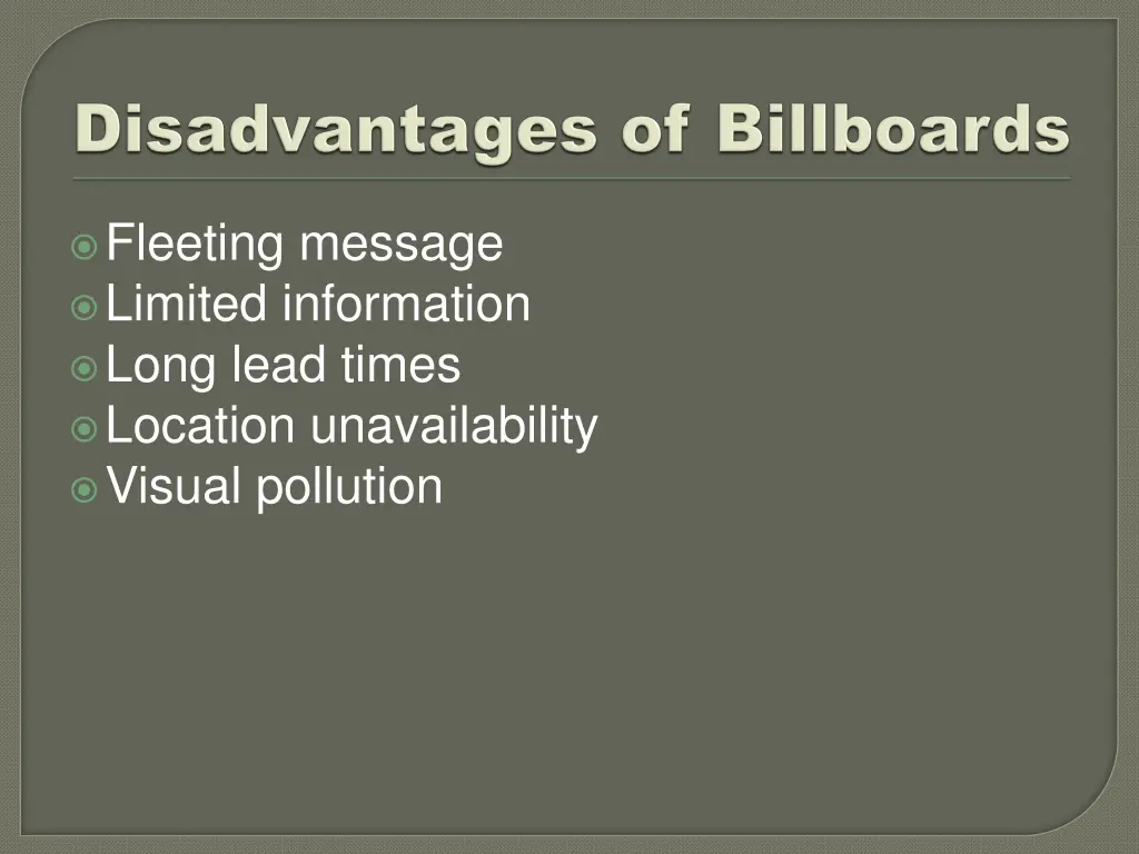 fleeting message limited information long lead
