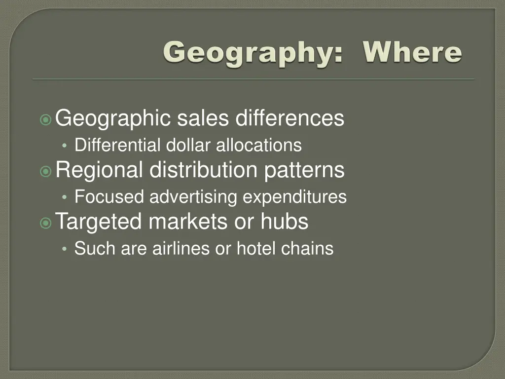 geographic sales differences differential dollar
