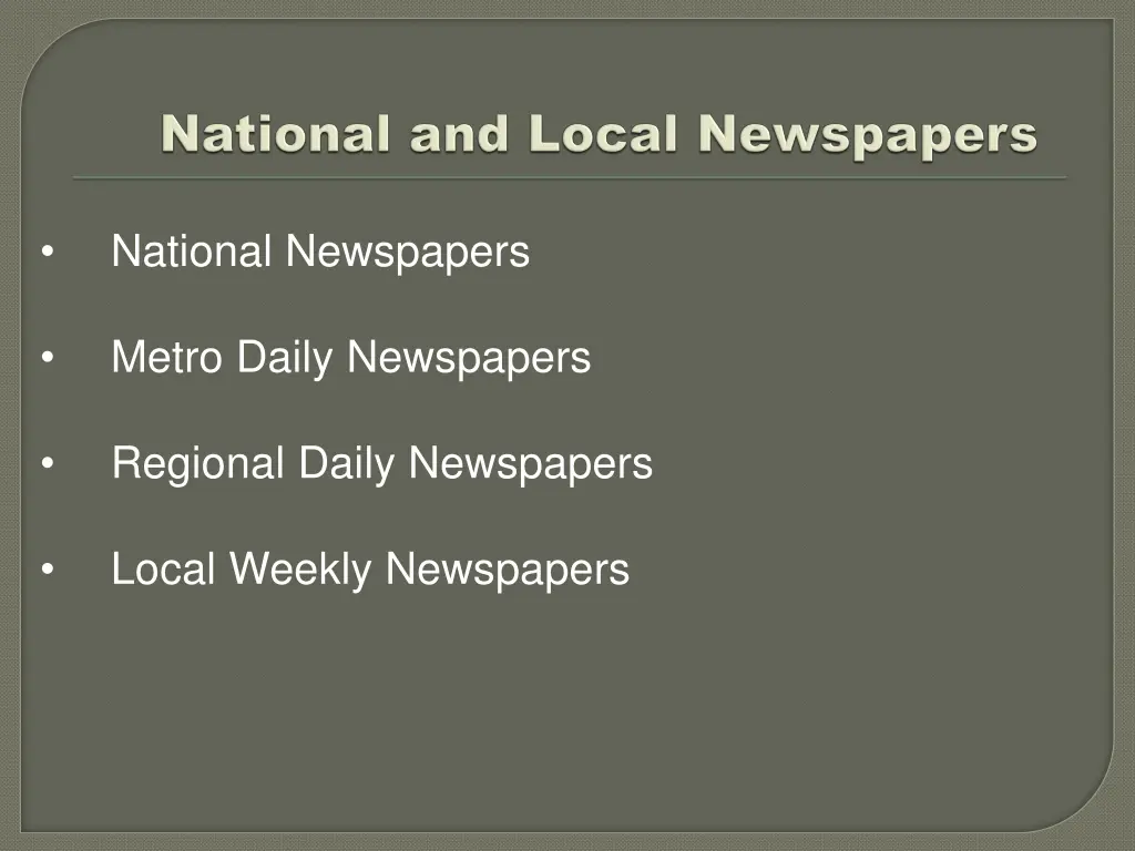 national newspapers