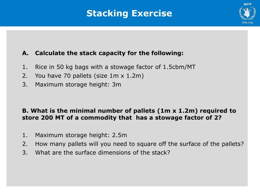 stacking exercise