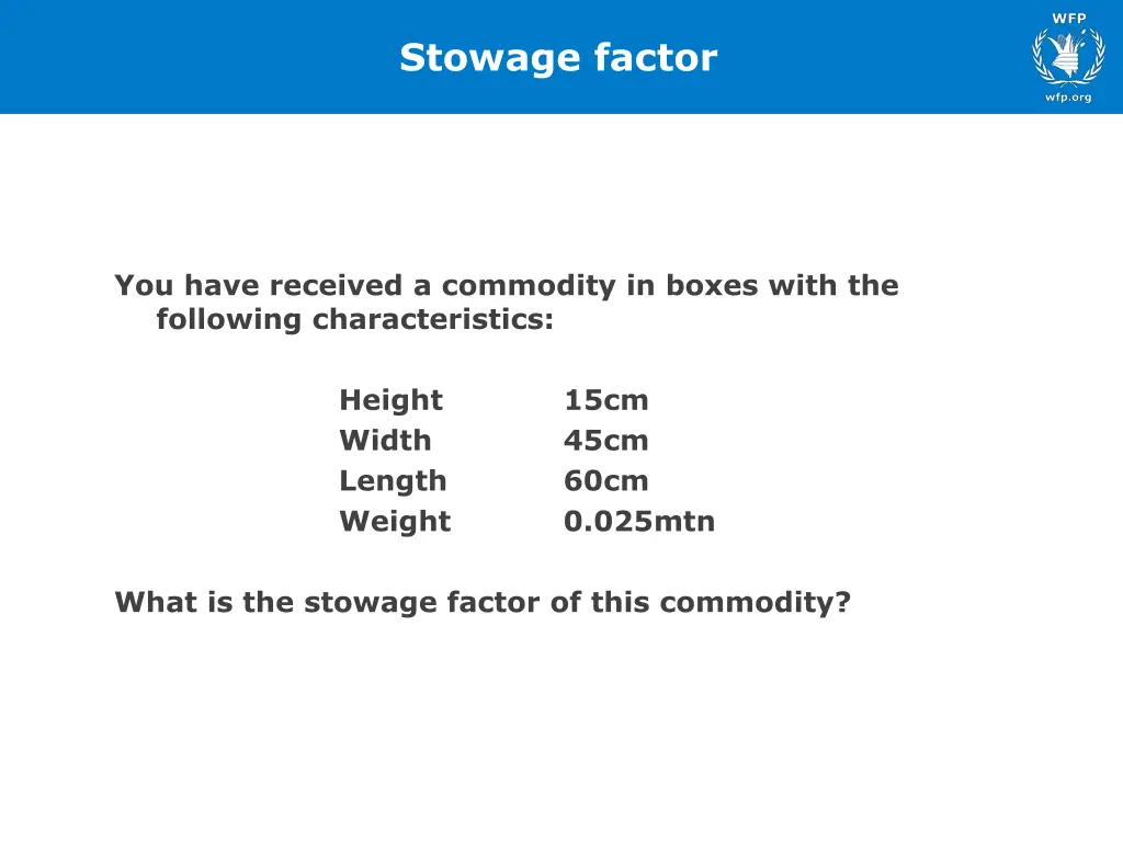 stowage factor