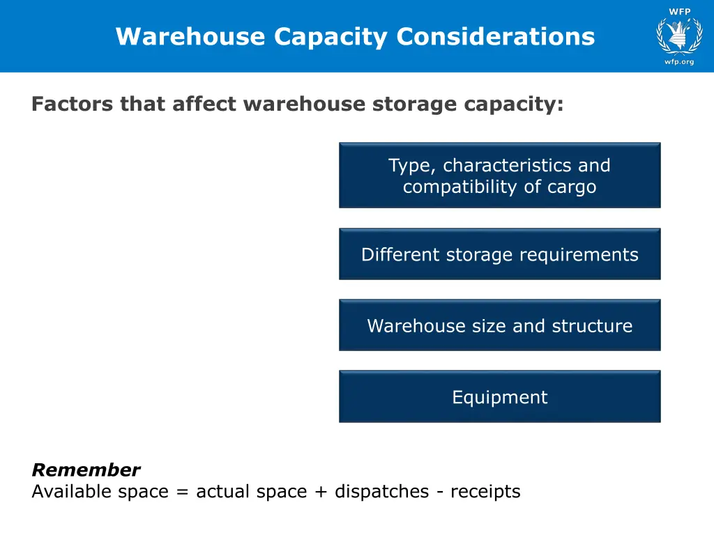 warehouse capacity considerations