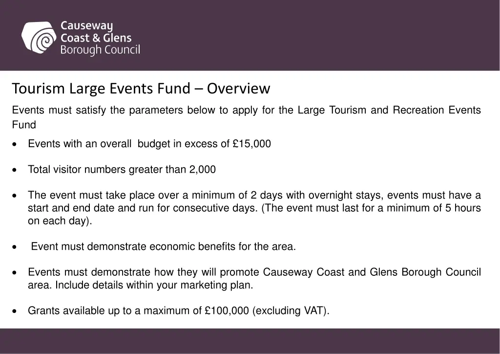tourism large events fund overview