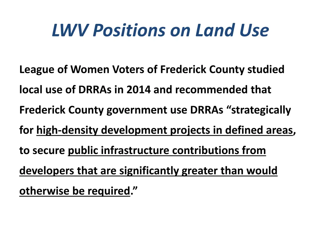 lwv positions on land use 1