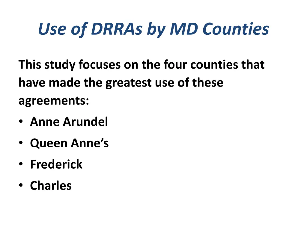 use of drras by md counties 1