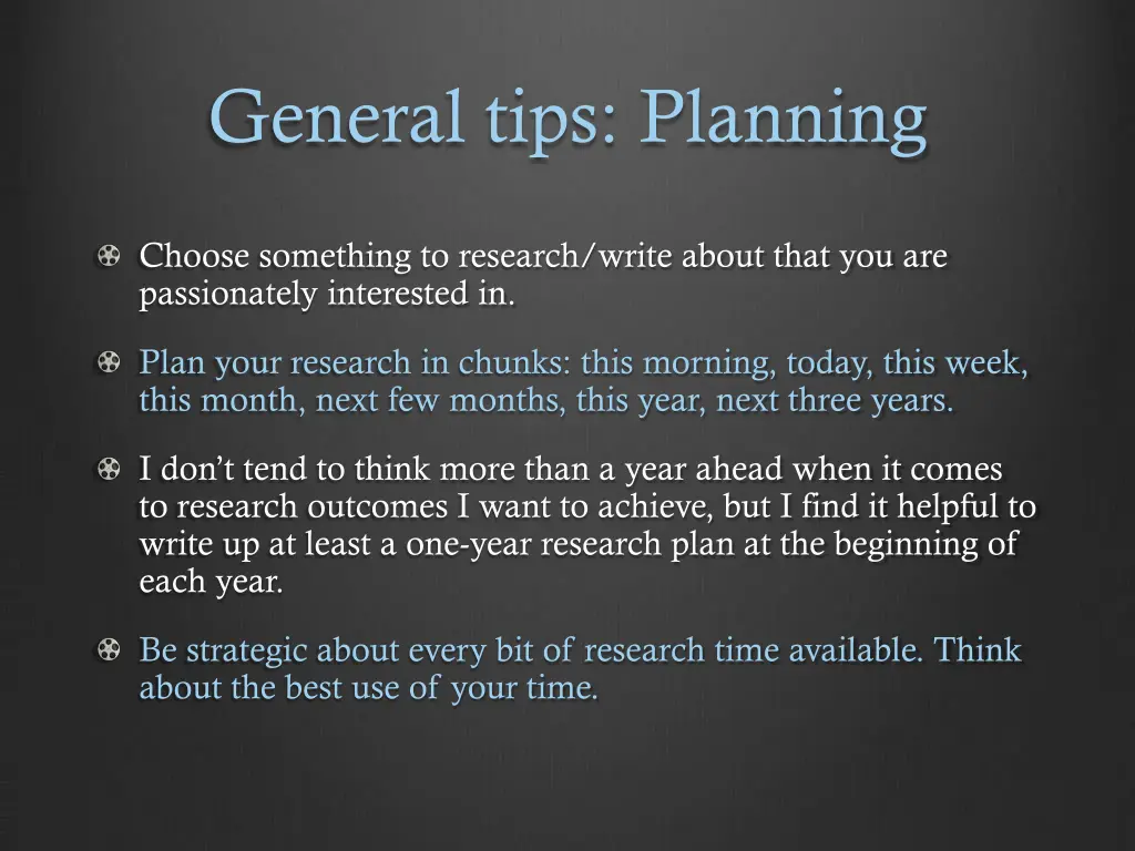 general tips planning