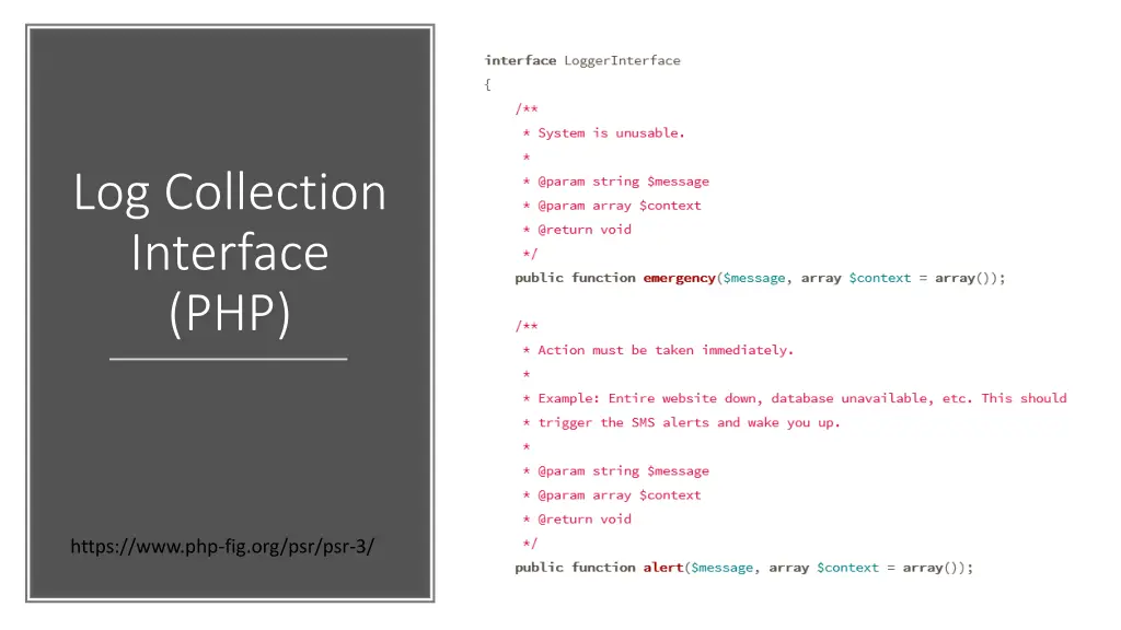log collection interface php