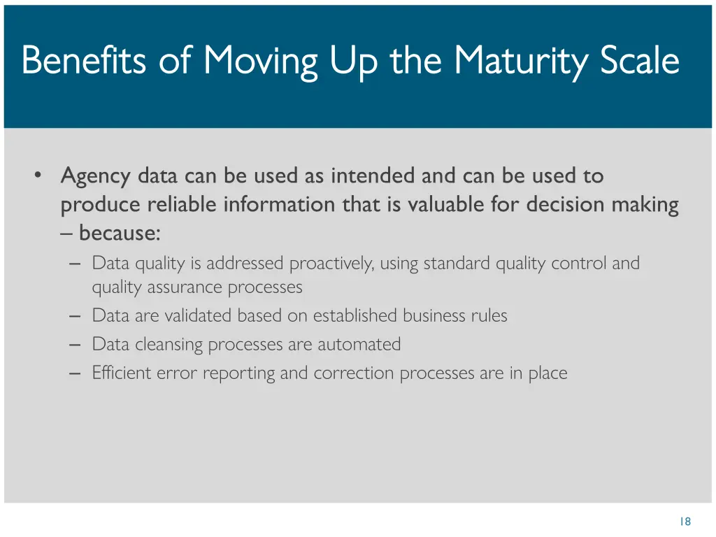 benefits of moving up the maturity scale benefits
