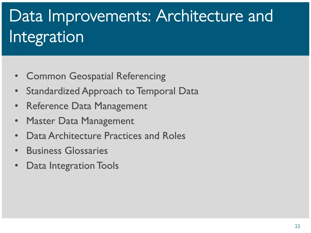 data improvements architecture and data