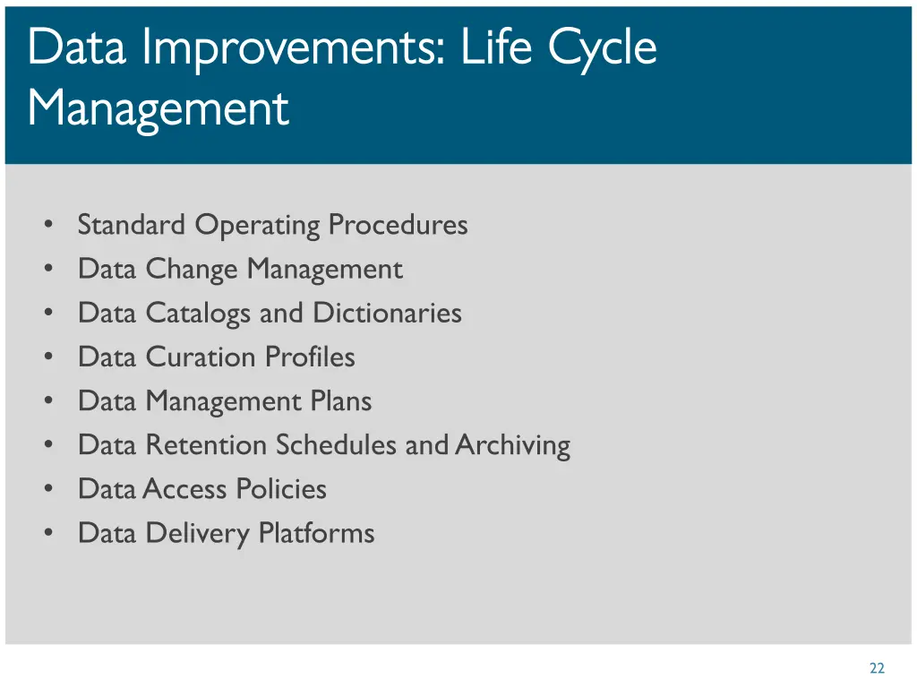data improvements life cycle data improvements