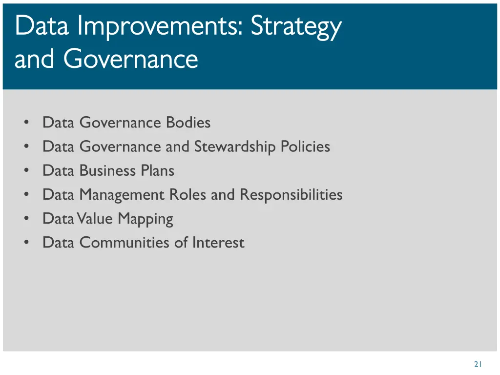 data improvements strategy data improvements