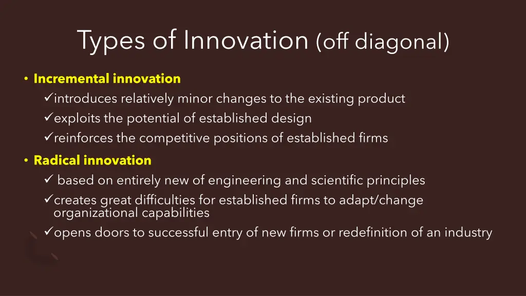 types of innovation off diagonal