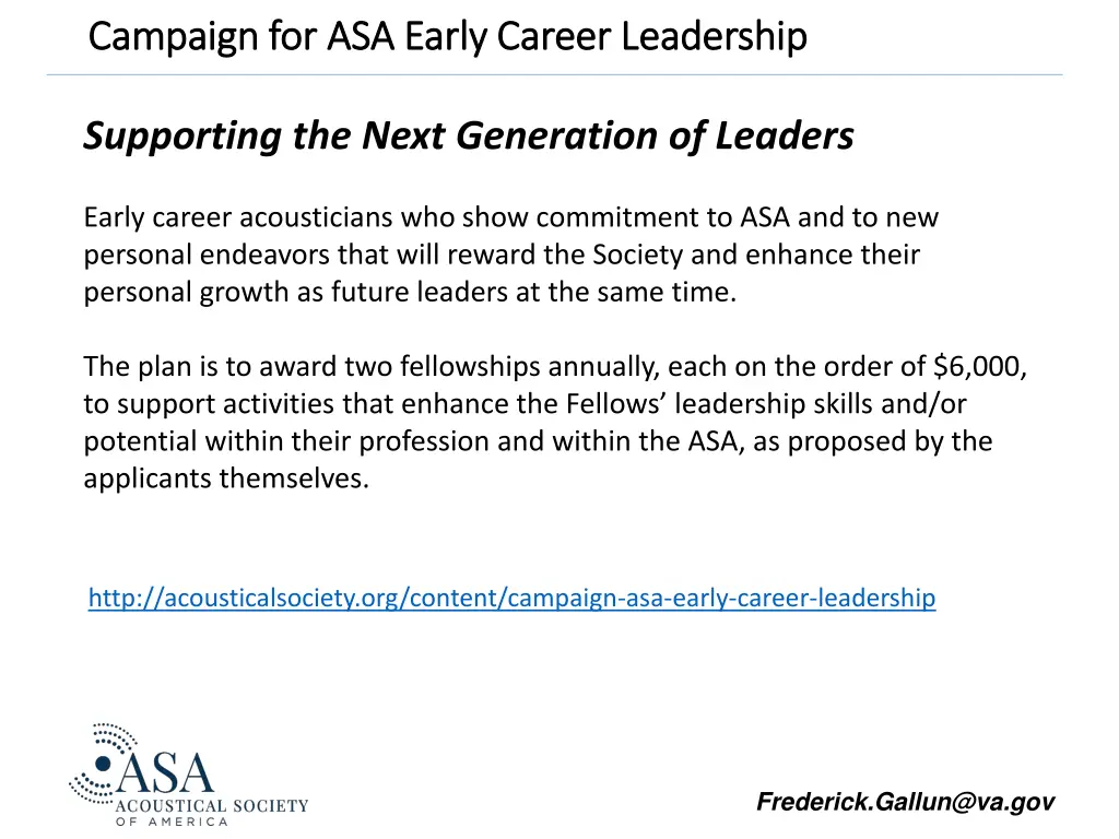 campaign for asa early career leadership campaign