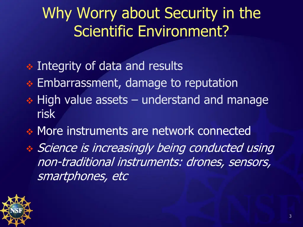 why worry about security in the scientific