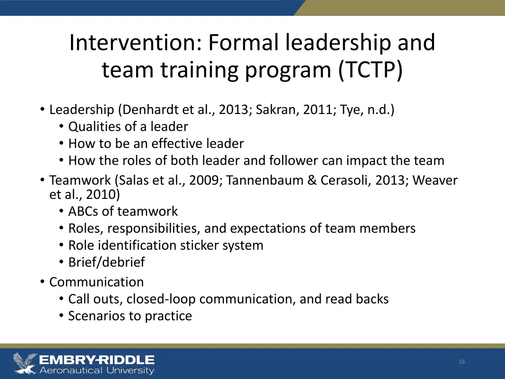 intervention formal leadership and team training 1