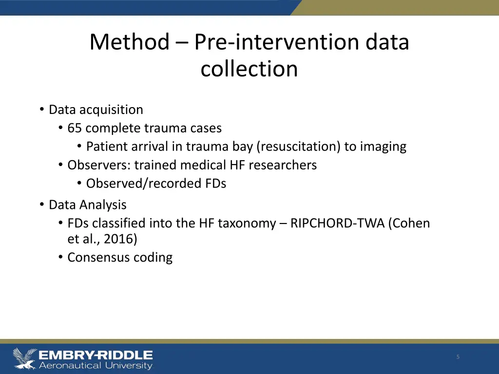 method pre intervention data collection