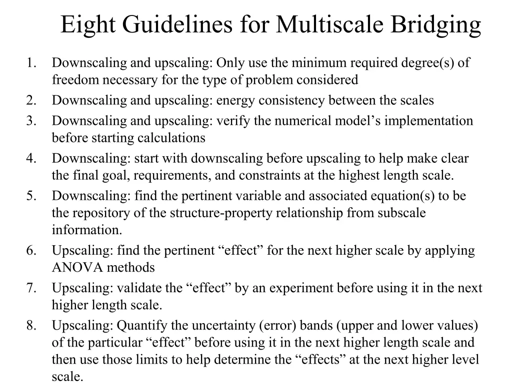 eight guidelines for multiscale bridging