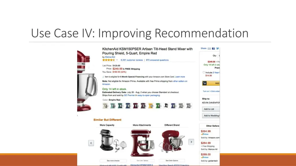 use case iv improving recommendation