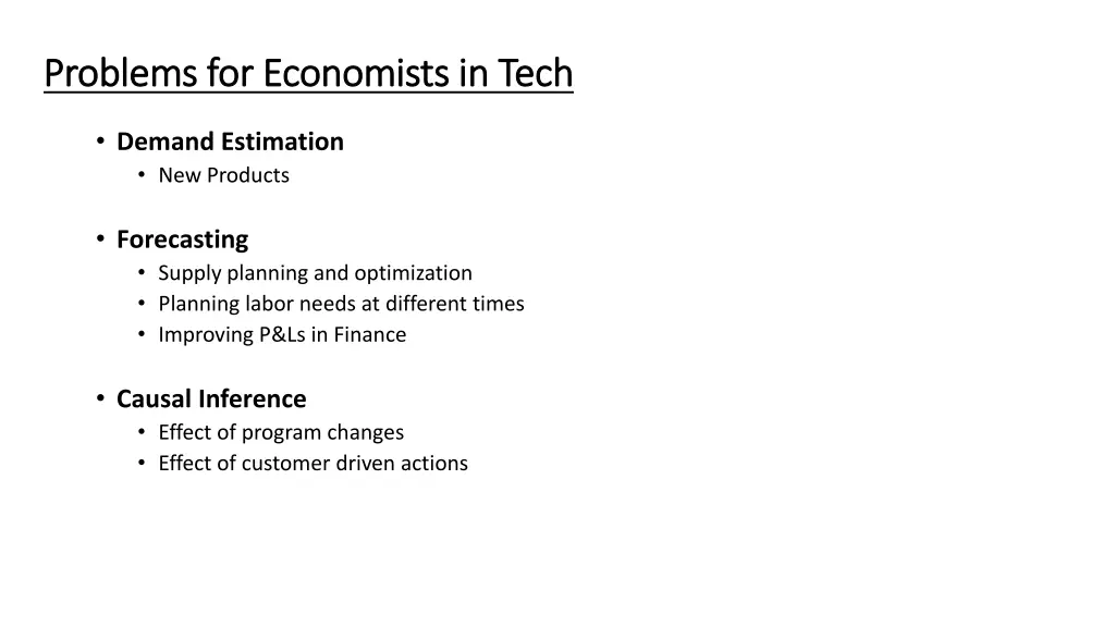problems for economists in tech problems