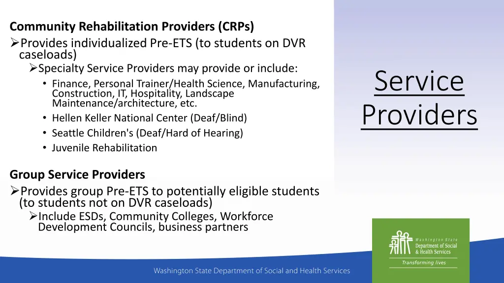 community rehabilitation providers crps provides