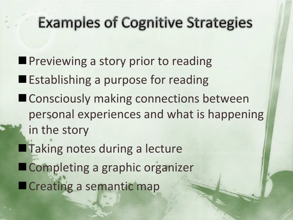 examples of cognitive strategies
