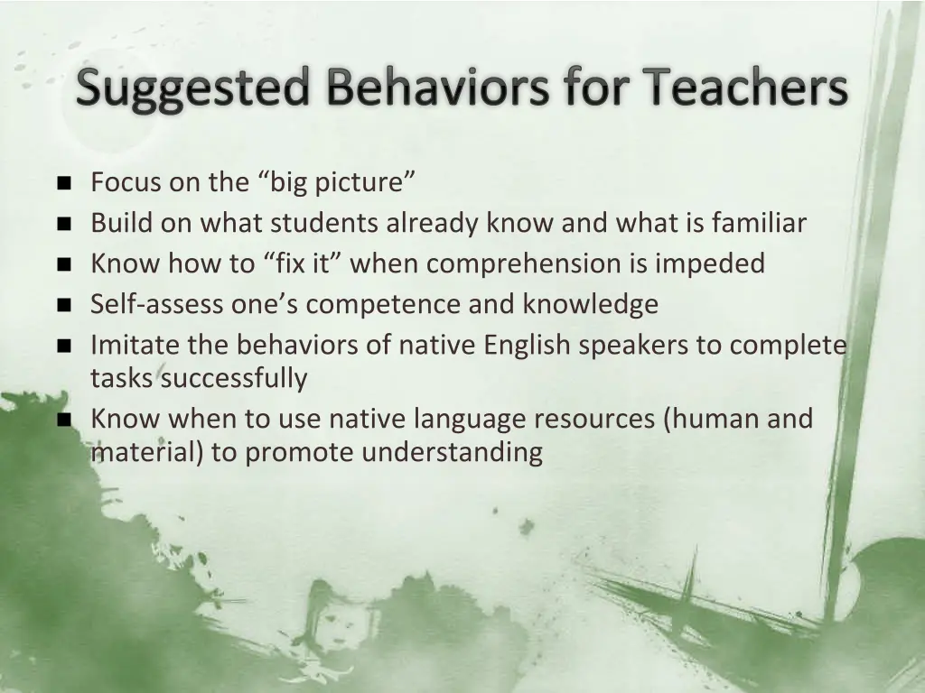 suggested behaviors for teachers