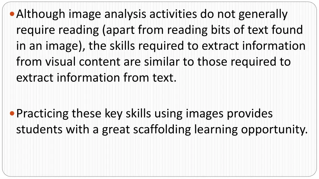 although image analysis activities