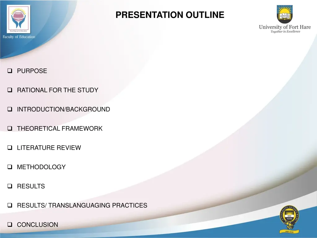presentation outline
