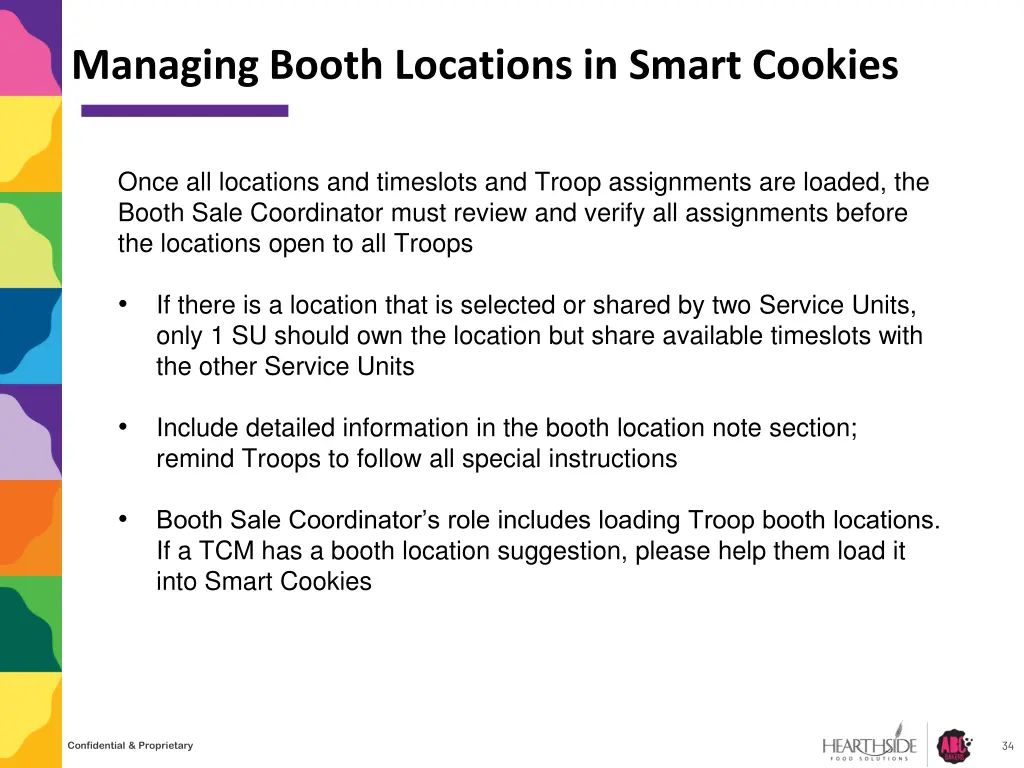 managing booth locations in smart cookies