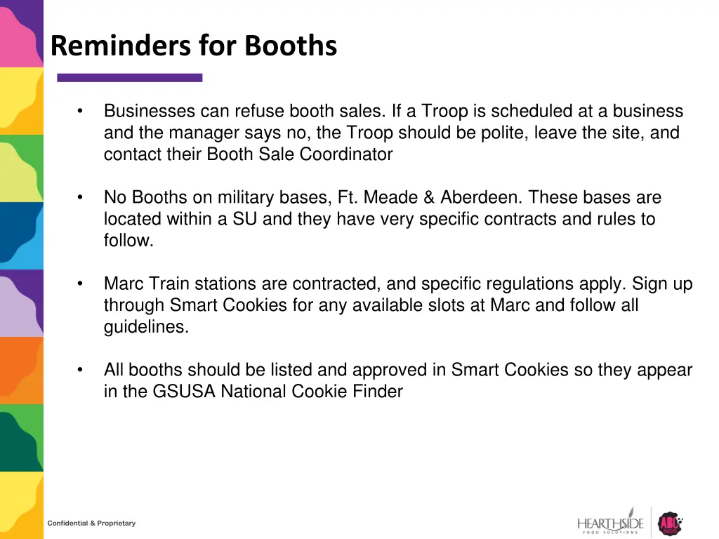 reminders for booths