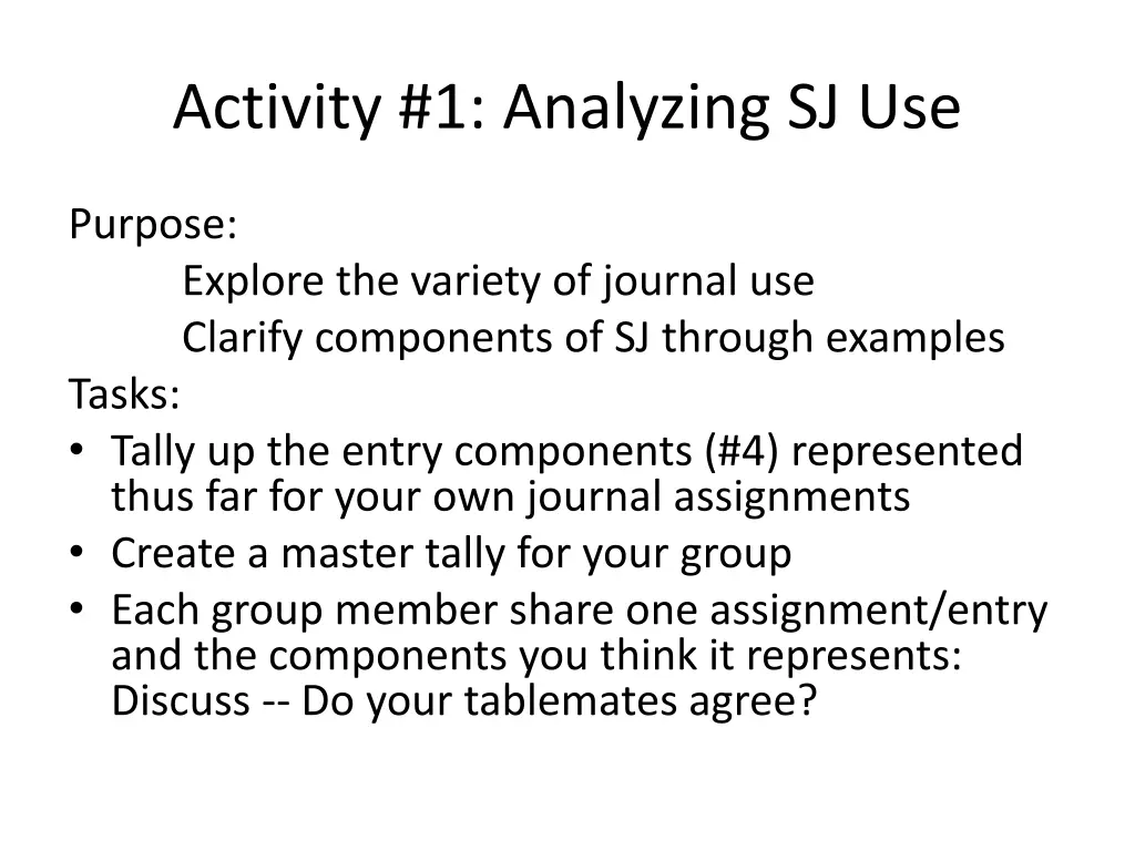 activity 1 analyzing sj use
