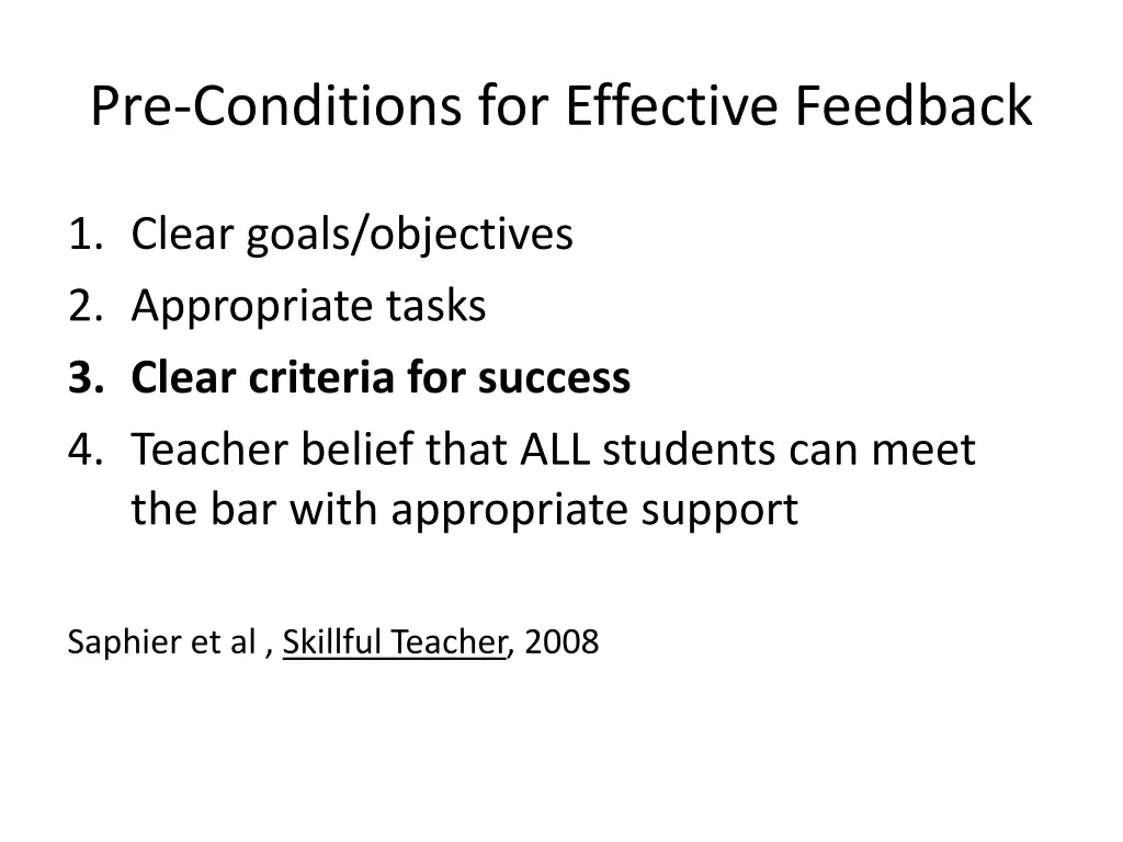 pre conditions for effective feedback
