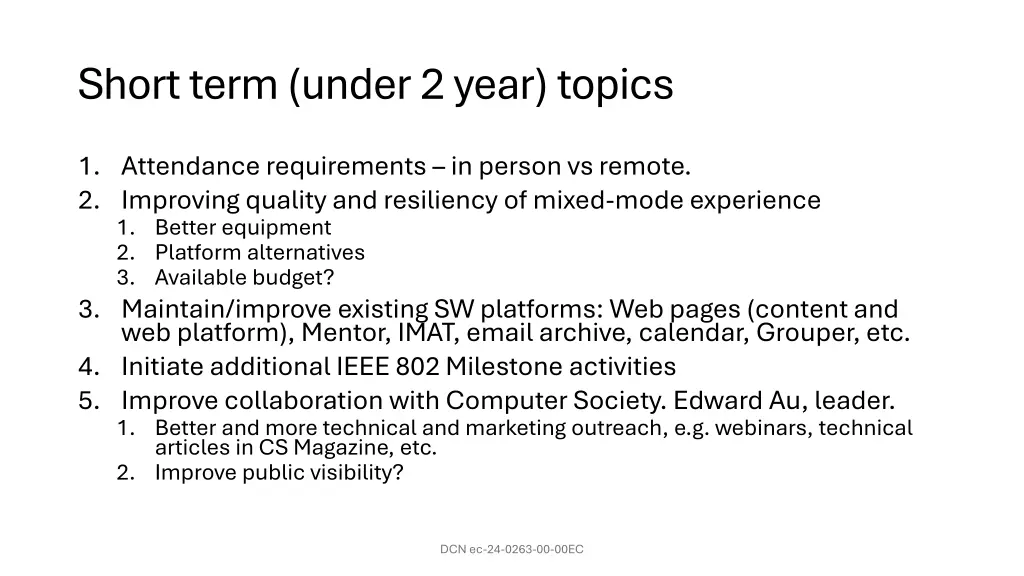 short term under 2 year topics