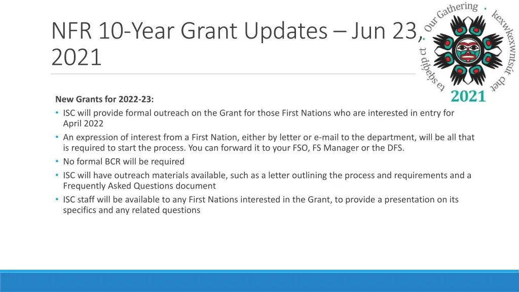 nfr 10 year grant updates jun 23 2021 1