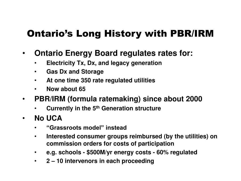 ontario s long history with pbr irm