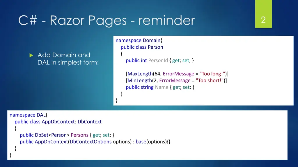c razor pages reminder
