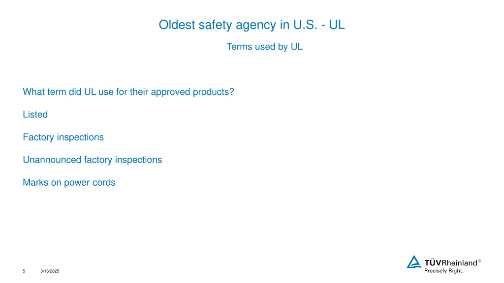 oldest safety agency in u s ul 1