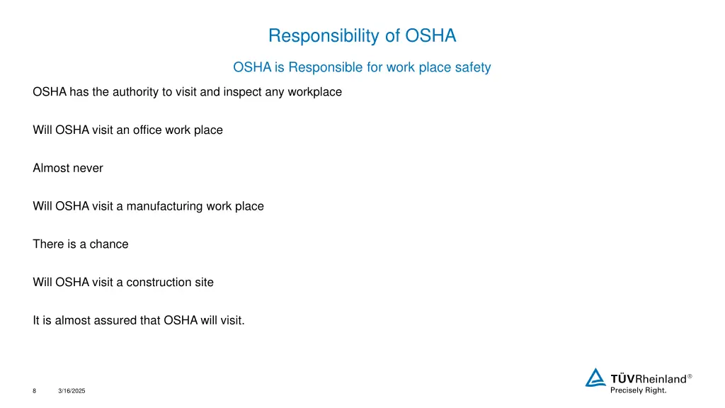 responsibility of osha
