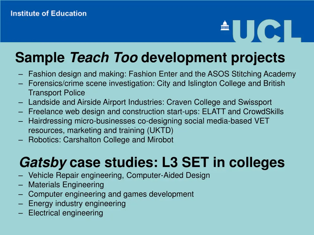 sample teach too development projects