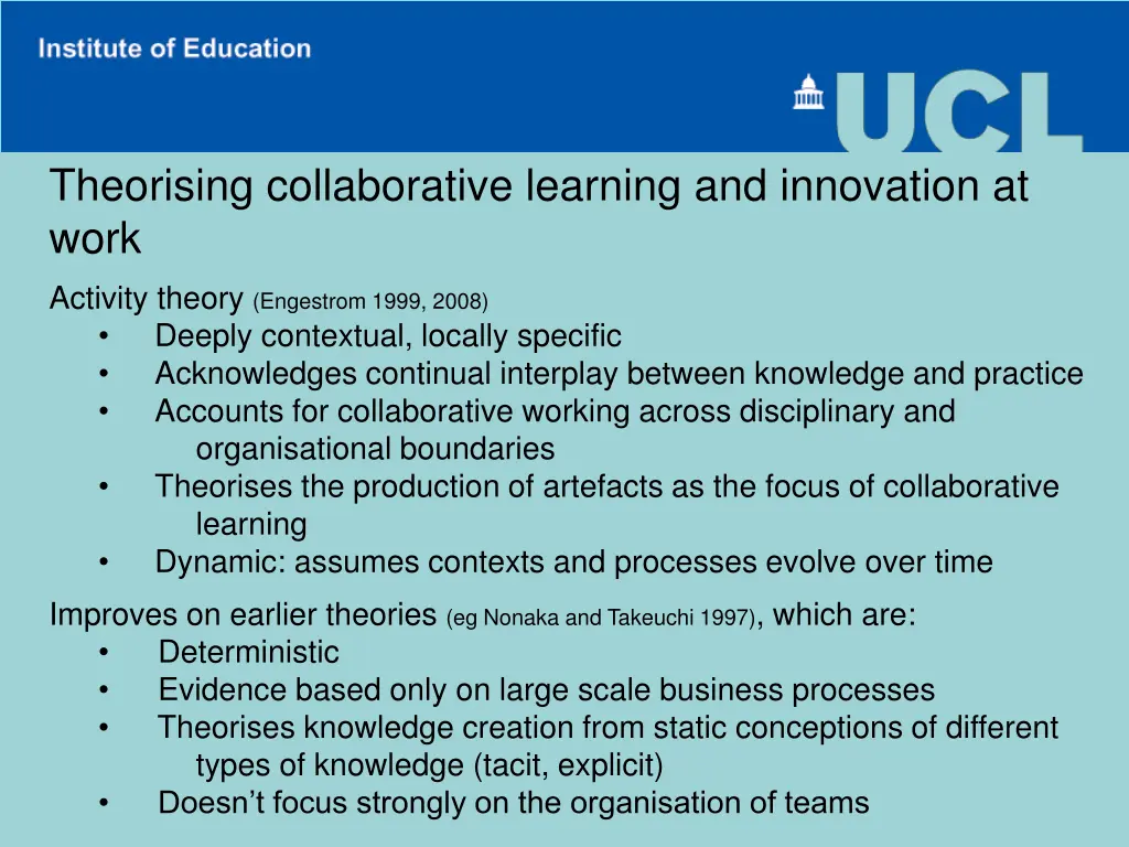 theorising collaborative learning and innovation