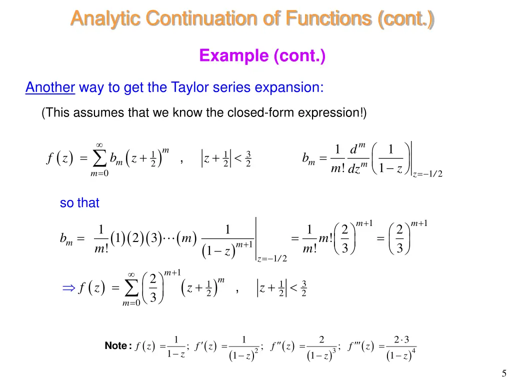 analytic continuation of functions cont 1