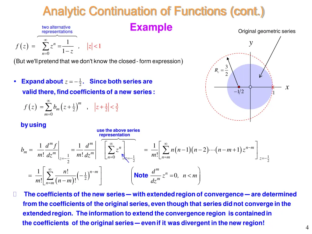 analytic continuation of functions cont example