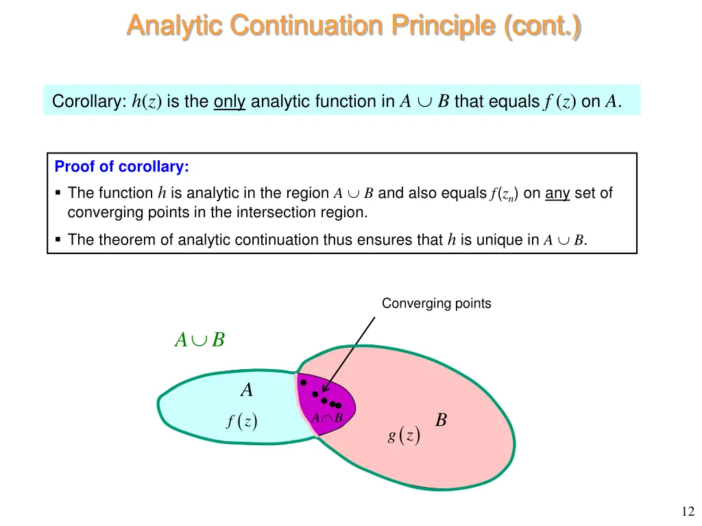 analytic continuation principle cont 1