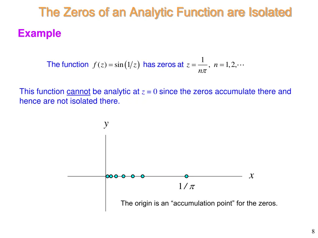 the zeros of an analytic function are isolated