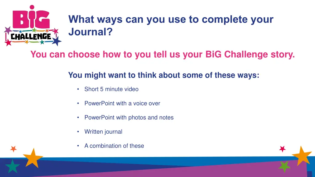 what ways can you use to complete your journal