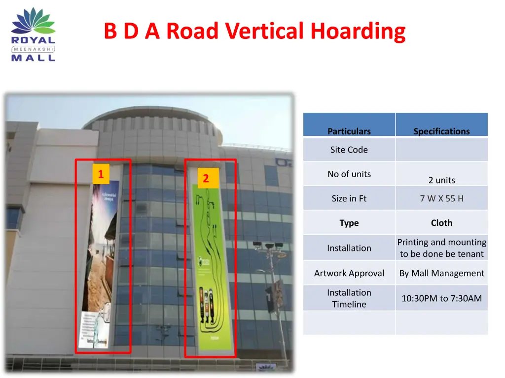 b d a road vertical hoarding