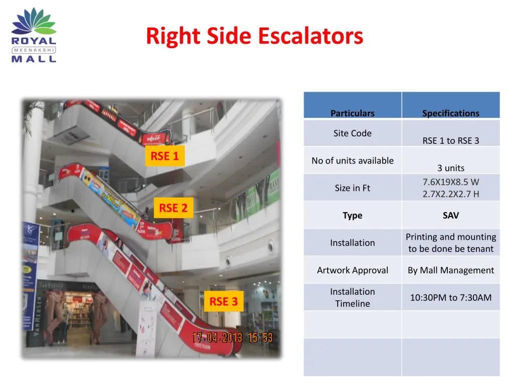 right side escalators
